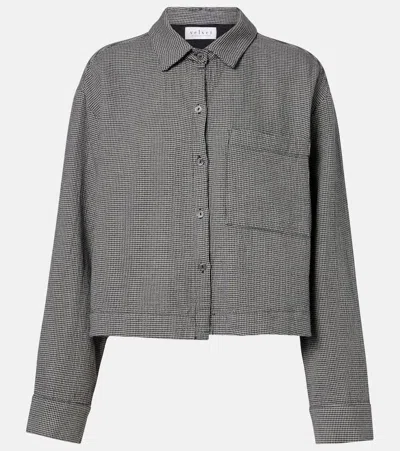 Velvet Adeline Houndstooth Cotton Shirt In Gray