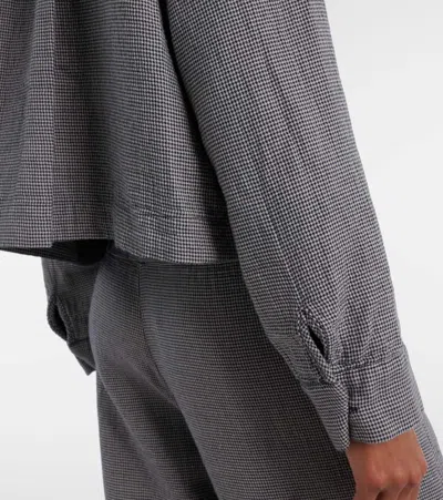 Velvet Adeline Houndstooth Cotton Shirt In Gray
