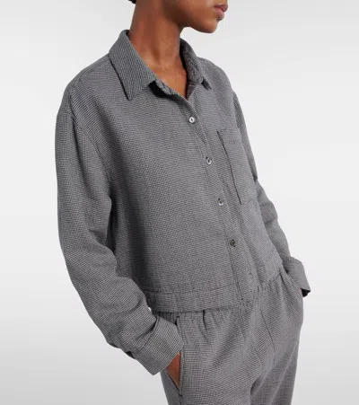 Velvet Adeline Houndstooth Cotton Shirt In Gray