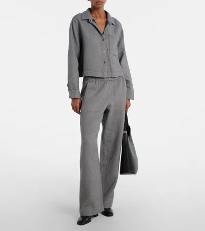 Velvet Adeline Houndstooth Cotton Shirt In Gray