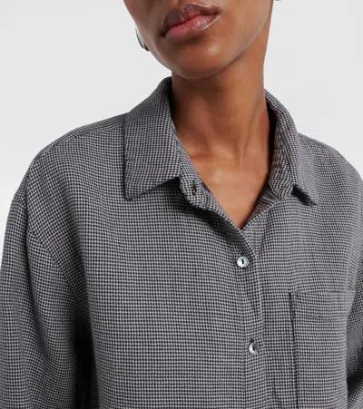 Velvet Adeline Houndstooth Cotton Shirt In Gray