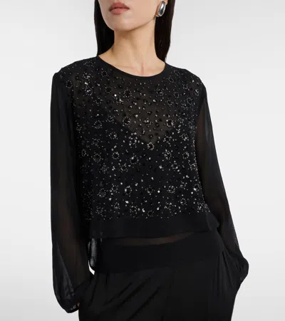 Velvet Marlowe Sequinned Sheer Top In Black