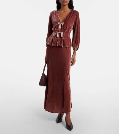 Velvet Felicity  Midi Skirt In Brown