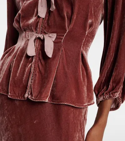 Velvet Elida Bow-detail  Top In Brown