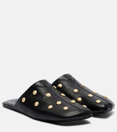 Chloé Studded Textured-leather Mules In Black