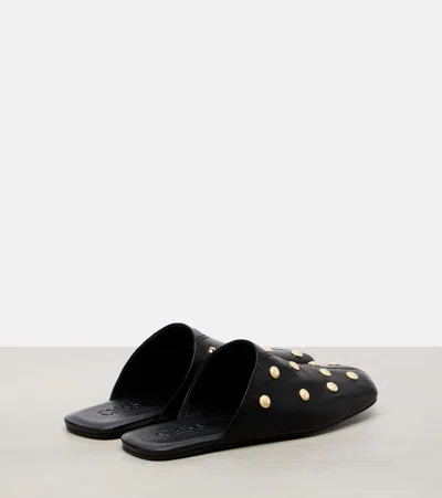 Chloé Studded Textured-leather Mules In Black