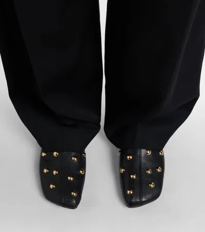 Chloé Studded Textured-leather Mules In Black