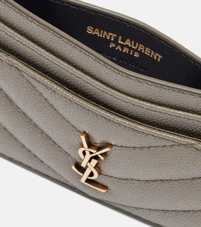 Saint Laurent Cassandre Matelassé Leather Card Holder In Green