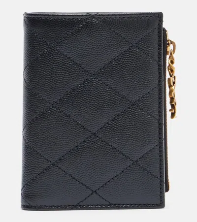 Saint Laurent Cassandre Bijou Quilted Leather Wallet In Black