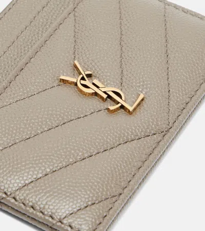 Saint Laurent Cassandre Matelassé Leather Card Holder In Green