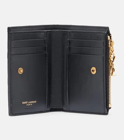 Saint Laurent Cassandre Bijou Quilted Leather Wallet In Black