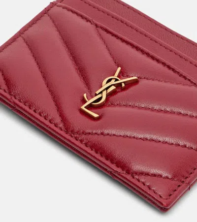 Saint Laurent Cassandre Matelassé Leather Card Holder In Red
