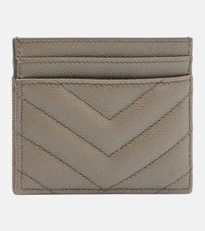 Saint Laurent Cassandre Matelassé Leather Card Holder In Green