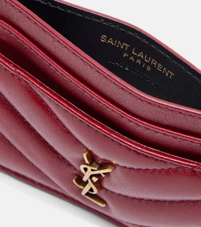 Saint Laurent Cassandre Matelassé Leather Card Holder In Red