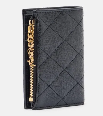 Saint Laurent Cassandre Bijou Quilted Leather Wallet In Black