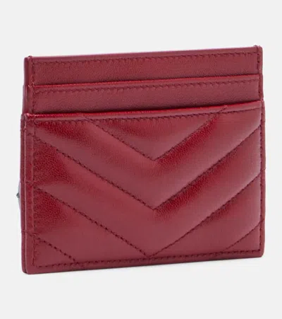 Saint Laurent Cassandre Matelassé Leather Card Holder In Red
