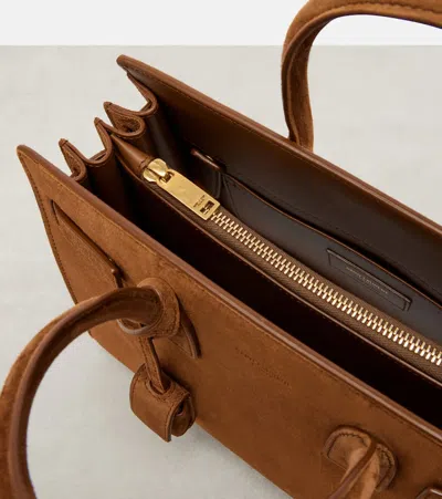 Saint Laurent Sac De Jour Mini Suede Top-handle Bag In Brown