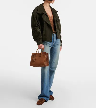 Saint Laurent Sac De Jour Mini Suede Top-handle Bag In Brown