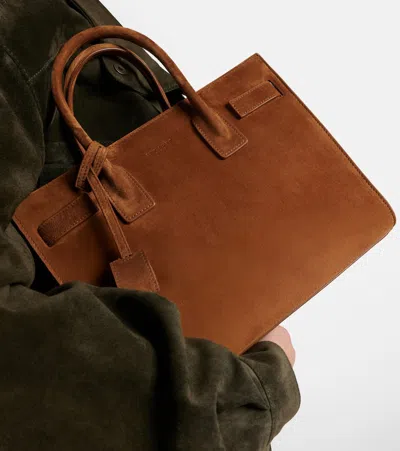 Saint Laurent Sac De Jour Mini Suede Top-handle Bag In Brown