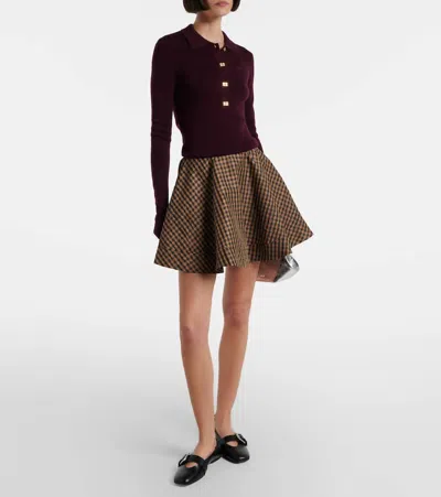 Ganni Wool Polo Sweater In Brown