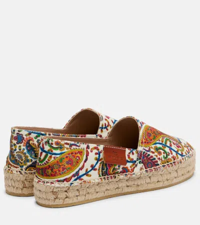 Etro Paisley Cotton Espadrilles Round Toe Sole In Multi