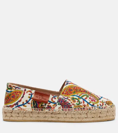 Etro Paisley Cotton Espadrilles Round Toe Sole In Multi
