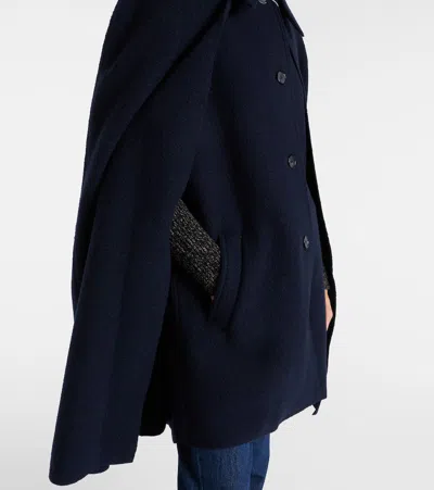 Totême Wool Bouclé Cape In Blue