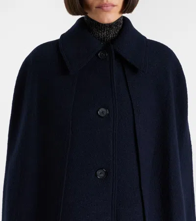 Totême Wool Bouclé Cape In Blue