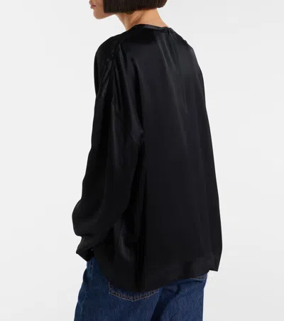 Totême Womens Black Boxy-fit Long-sleeves Woven Top