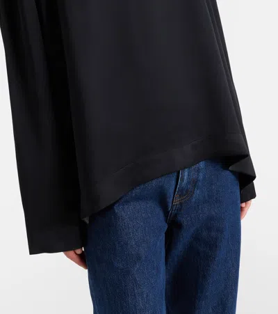 Totême Womens Black Boxy-fit Long-sleeves Woven Top