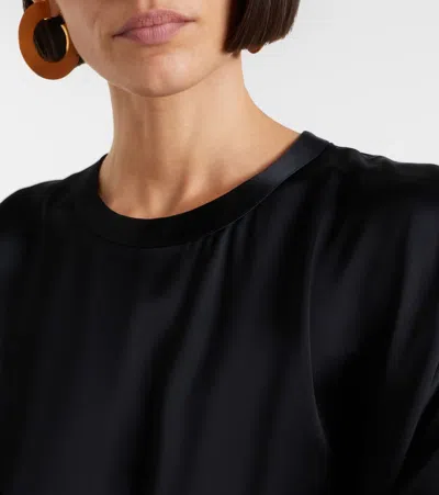 Totême Womens Black Boxy-fit Long-sleeves Woven Top