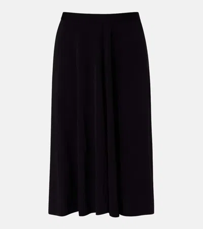 Totême High Waist Pleated Midi Jersey Skirt In Black