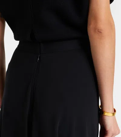Totême High Waist Pleated Midi Jersey Skirt In Black