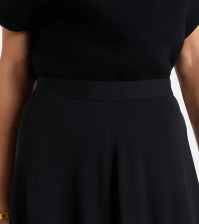 Totême High Waist Pleated Midi Jersey Skirt In Black