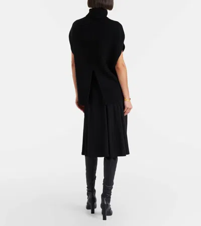 Totême High Waist Pleated Midi Jersey Skirt In Black