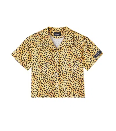 Versace Leopard-print Cady Shirt In Brown