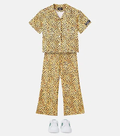 Versace Leopard-print Cady Shirt In Brown