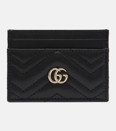 Gucci Women Gg Marmont Leather Card Case In Black