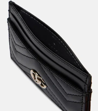 Gucci Women Gg Marmont Leather Card Case In Black