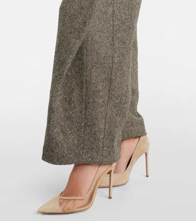 Aquazzura Studio 105 Mesh And Suede Pumps In Nude