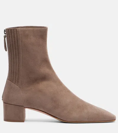 Aquazzura 50mm Suede Ankle Boots In Neutral