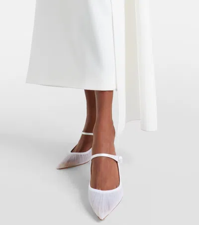 Aquazzura Voile 75 Satin-trimmed Tulle Mules In White