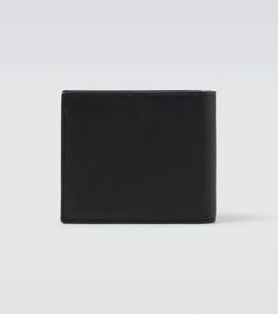 Saint Laurent Tiny Cassandre East/west Leather Wallet In Black