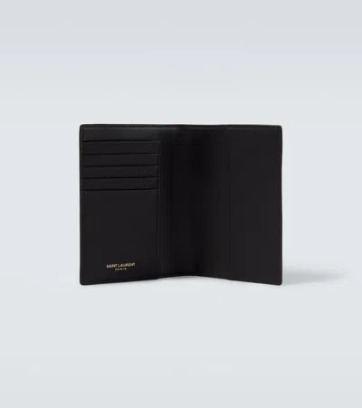 Saint Laurent Cassandre Leather Card Holder In Black