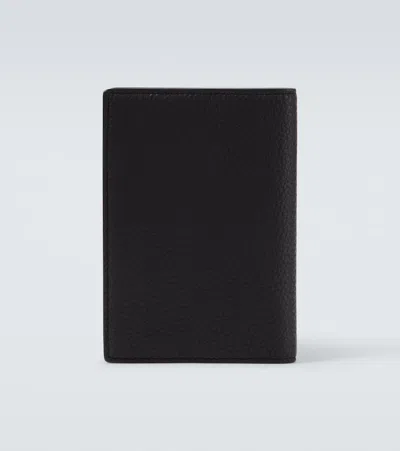 Saint Laurent Cassandre Leather Card Holder In Black