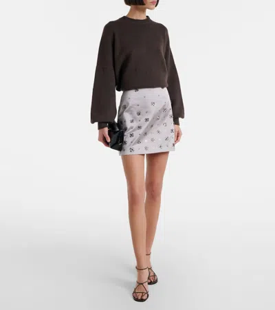 Veronica Beard Olenna Embellished Cotton-blend Miniskirt In Multi