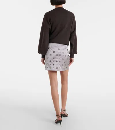 Veronica Beard Olenna Embellished Cotton-blend Miniskirt In Multi
