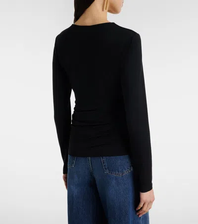 Veronica Beard Benedict Gathered Cotton Jersey T-shirt In Black