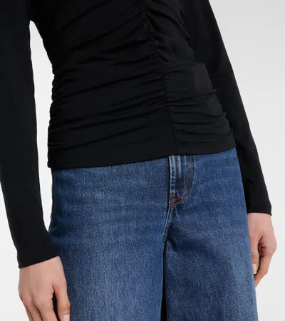 Veronica Beard Benedict Gathered Cotton Jersey T-shirt In Black