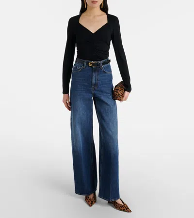 Veronica Beard Benedict Gathered Cotton Jersey T-shirt In Black